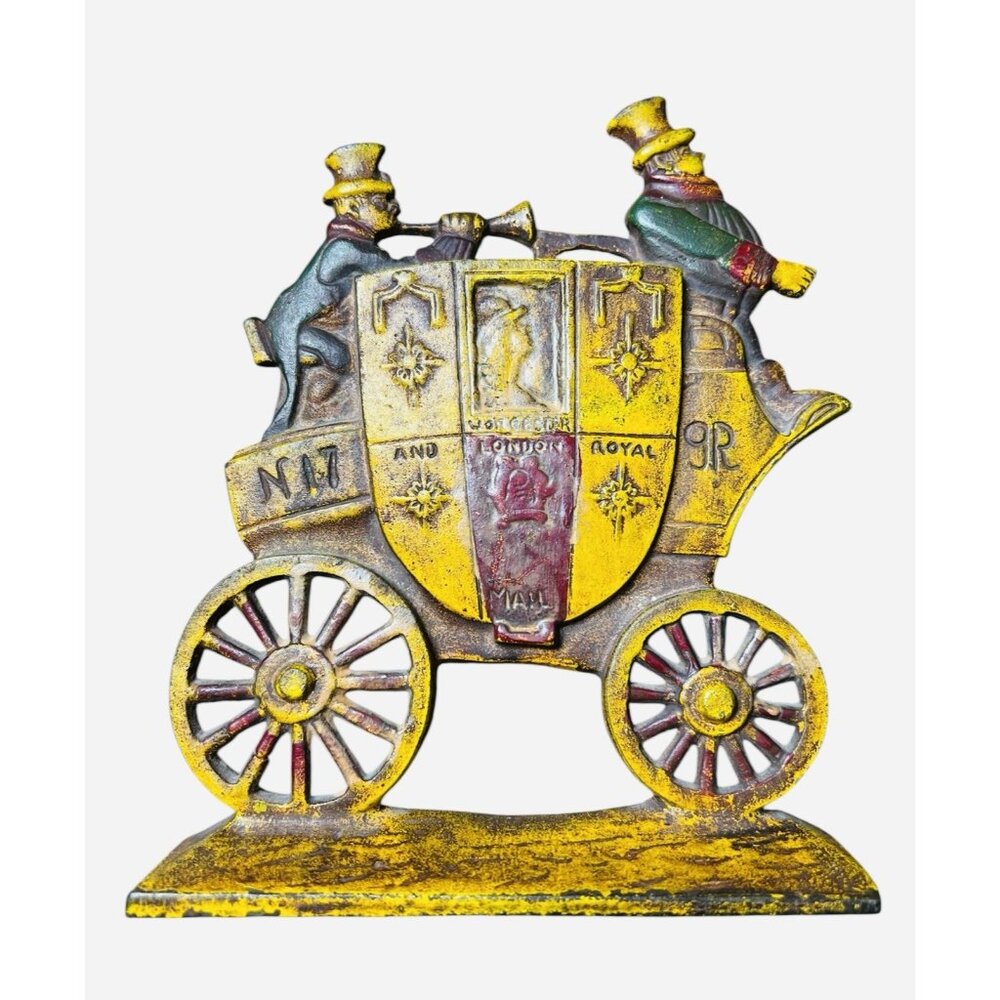 VTG Nuydea Cast Iron Royal Mail Coach Door Stop / Bookend